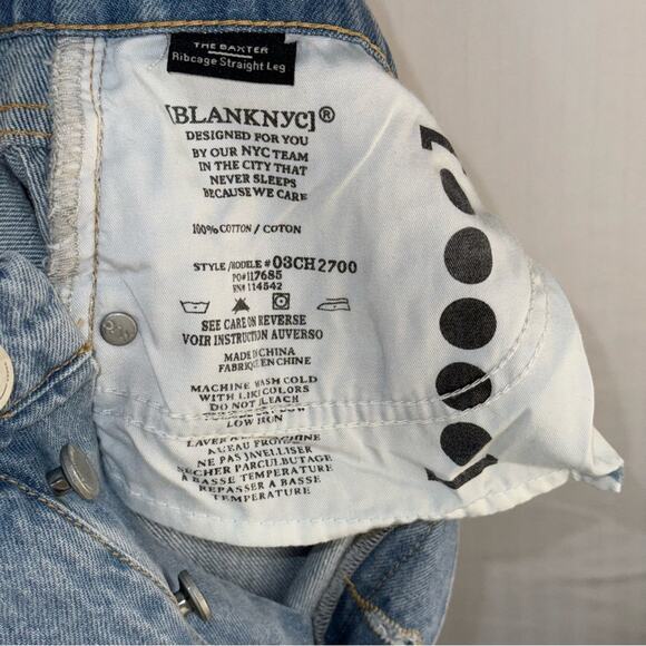 Blanc NYC The Baxter Denim Jeans Light Wash Women’s Size 6 Ribcage Straight Leg - Picture 8 of 8